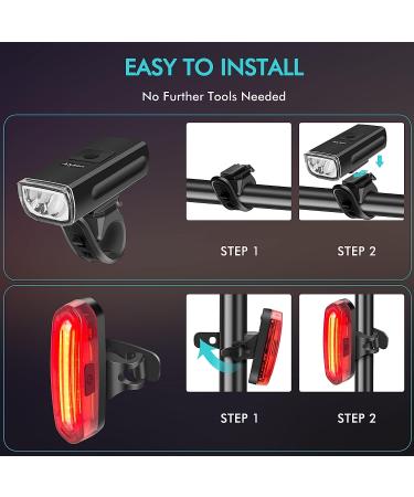 Alyken Bike Lights Set - Super Bright USB Rechargeable 1200 Lumen Front Headlight and Rear Taillight for Night Riding Safety - Buy Online on SooperMarket.com