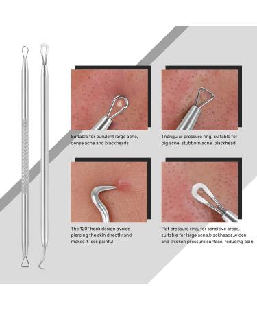 Blackhead Remover Tool JOLIFILE Upgraded 9 Pcs Pimple Popper Tool Kit Extractor Tools with Tweezers Removal Comedone Whitehead Set Large Size-Silver - Buy Online on SooperMarket.com