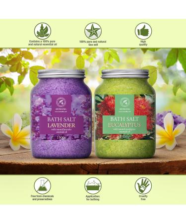 Buy Bath Sea Salt Set 2x46Oz - Lavender & Eucalyptus Aromatherapy - Natural Essential Oils for Relaxation & Spa Care - Buy Online on SooperMarket.com