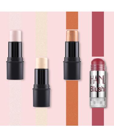 DELISOUL 4 Pack Face Highlighter and Blush Sticks - Creamy Cheek and Lip Blush + Shimmer Highlighter Makeup Set - Buy Online on SooperMarket.com