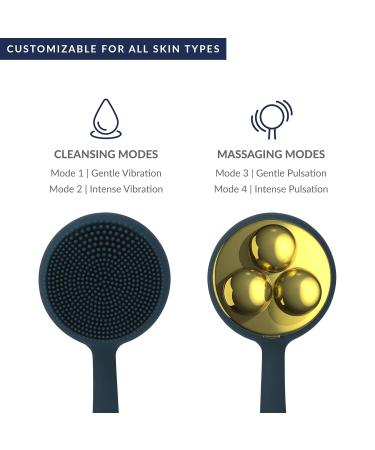 PMD Clean Body - Smart Waterproof Cleaning Device with Silicone Brush & Attachments | SonicGlow Vibration for Cleansing Peeling & Massaging - Navy - Buy Online on SooperMarket.com