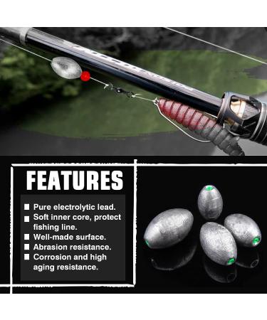 AMYSPORTS Egg Lead Fishing Weights Kit - Saltwater & Freshwater Bass Sinkers Set - Size 5 (1/2oz.) 15 pcs - Buy Online on SooperMarket.com