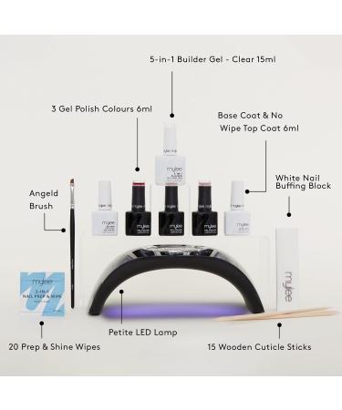 Mylee Mini Kit - Professional Nail Care Set for Beginners at Home Includes LED Nail Lamp Nail Gel Polish Base Coat Top Coat and Accessories - Buy Online on SooperMarket.com