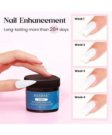MIZHSE Nail Builder Gel Kit 3.53OZ Larger Capacity Milky White Builder Gel for Nails UV/LED Clear Hard Gel Builder Base Nail Strengthener Extension Gel with Nail Brush Clean Gel for Home Salon Milky White 3.53 Oz - Buy Online on SooperMarket.com