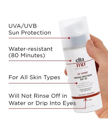 EltaMD UV Sport SPF 50 Body Sunscreen Lotion - Sweat & Water Resistant, Zinc Oxide Formula, Oil-Free - 3 oz Tube - Buy Online on SooperMarket.com