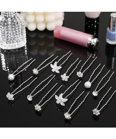 AUXSOUL Bridal Hair Pins - Crystal Pearl U-Shaped Diamond Clips for Wedding - 30Pcs (6 Styles) - Buy Online on SooperMarket.com
