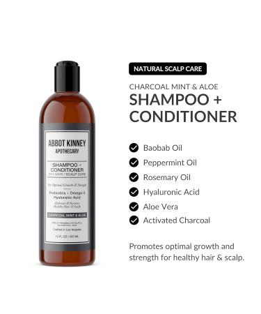 Charcoal & Mint 2-in-1 Shampoo and Conditioner | Natural Scalp Care with Essential Oils & Hyaluronic Acid - 12 FL OZ - Buy Online on SooperMarket.com