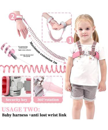 Girls Toddler Leash | Child Safety Harness | Anti Lost Wrist Link | Reflective Pink Leash 4-in-1 Walking Assistant | Butterfly Design | Ideal Gift - Buy Online on SooperMarket.com