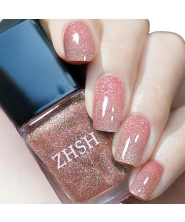 TBeautfave Glitter Nail Polish Light Pink Glitter Colour Nail Polish - No Need Cure Nail Polish Non-toxic Water Based Formula Nail Polish - Fast Dry Long Lasting Nail Varnish Nail Art 32