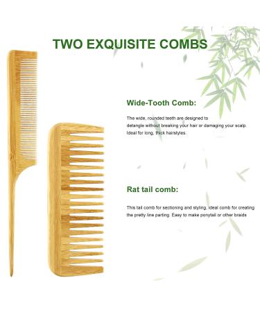 MRD Natural Bamboo Hair Brush Set - Wide-Tooth Paddle Comb for Women Men Kids - Ideal for Thick Thin Curly Dry Hair - No Bristle Detangling Kit - Buy Online on SooperMarket.com