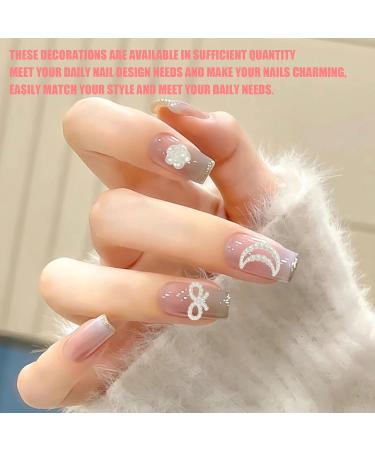 200PCS Mixed Styles Pearls Nail Charms for Nail Art Decor - D White Flower - Buy Online on SooperMarket.com