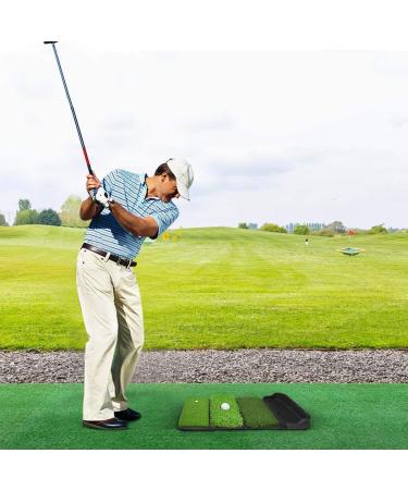 ENHUA Golf Hitting Mat - 24x17 inch Artificial Turf for Indoor/Outdoor Practice | Heavy Duty Training Mat with Ball Tray, 9 Tees - Buy Online on SooperMarket.com