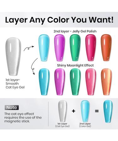 MIZHSE Cat Eye Gel Nail Polish 12mL - Silver Moonlight Glitter UV LED Soak Off for Nail Art & DIY Manicure - Buy Online on SooperMarket.com