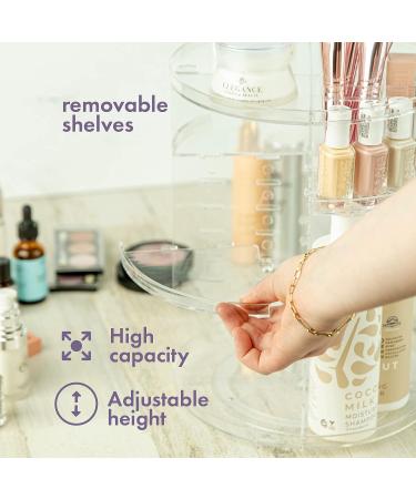 360 Rotating Makeup Organizer - Adjustable Height, Fully Rotatable - Ideal Cosmetic Storage for Bedroom Dresser or Vanity Countertop (Clear) - Buy Online on SooperMarket.com