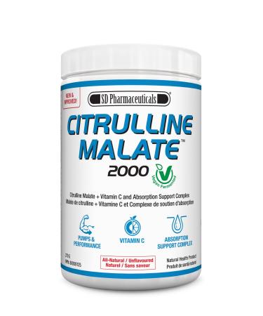 SD Pharmaceuticals Citrulline Malate 2000 (270 g) | Pure Vegan Fermented L-Citrulline Malate