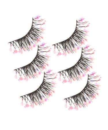 PLAFOPE 3 Pairs Fake Eyelashes Extensions Faux Eyelashes Halloween Fake Eyelashes Individual Fake Eyelashes Halloween Wispy Eyelashes Fake Lashes Glitter Eyelashes Chemical Fiber 4x1.2cm As Shown 2
