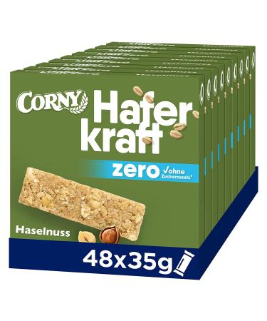 Oat bar Corny Haferkraft Zero Hazelnut no added sugar 125 kcal per bar vegan 48x35g