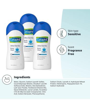 Cetaphil Ultra Gentle Body Wash Fragrance-Free - 16.9 fl oz (Pack of 3) | Sensitive Skin Care - Buy Online on SooperMarket.com