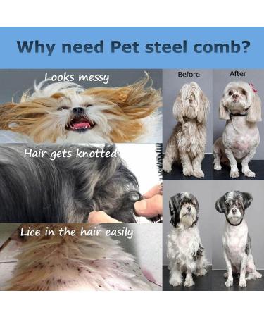 Kingrun Stainless Steel Pet Comb 4 Pack Pet Grooming Steel Comb with Rounded Teeth Metal Comb For Dogs Cats and Other Pets with Tangled Short/Long Hair (16 x 2.5cm 19 x 3cm 19 x 4cm 19 x 5cm) - Buy Online on SooperMarket.com