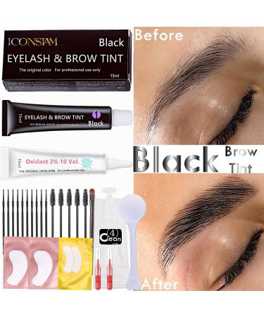 Lash & Brow Tint Kit - DIY Eyelash & Eyebrow Dye Set for 6 weeks of Voluminous Black Stained Mascara Look - Buy Online on SooperMarket.com