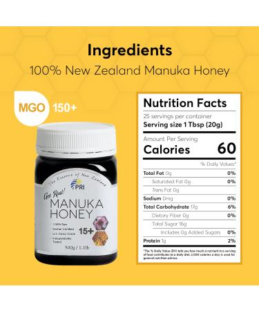 PRI Manuka Honey MGO 150+ | Raw Monofloral 500g from New Zealand - Buy Online on SooperMarket.com