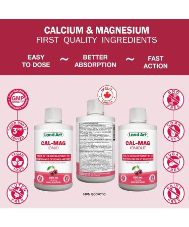 Liquid Ionic Calcium Magnesium Formula with Vitamin D Vitamin C and Zinc - Maintain Healthy and Stronger Bones - 500ml - Cherry Flavor - Non-GMO Gluten Free Sugar Free - Made in Canada - Buy Online on SooperMarket.com