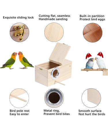 Wooden Parakeet Nesting Box with Coconut Fiber Toy - Ideal for Cockatiel Lovebirds Budgie Finch Canary - 7.8x4.8x4.8 - Buy Online on SooperMarket.com