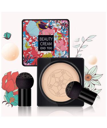 NUIBO Air Cushion CC Cream Foundation Moisturizing Long Lasting Matte Concealer Light Weight Smoothly Water Proof Makeup Base Liquid Foundation with 2PCS Mushroom Head Ivory/Unscrew Lid