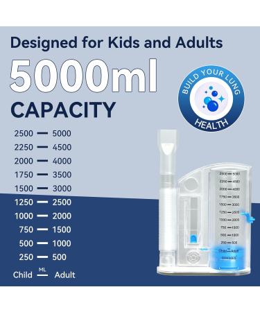 DIMES Breathing Trainer & Lung Exerciser Lung Trainer for Improved Lung Capacity 5000ml Volume Measurement Suitable for Kids and Adults Ideal for Lung Cleanse Fitness and Breath Control 100 - Buy Online on SooperMarket.com