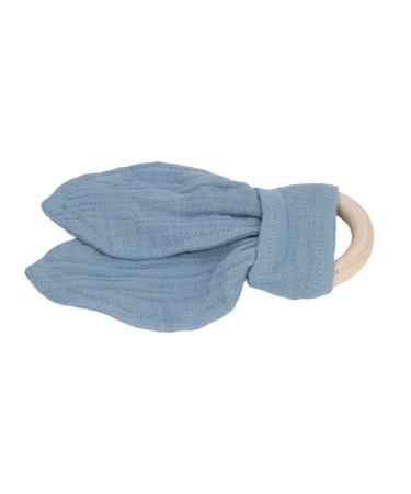 Wooden Teething Toy Ring with Colored Cotton Yarn - Blue & Black Teething Bracelet for Babies - Hand Grip Training - Buy Online on SooperMarket.com