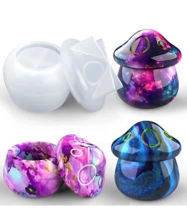 Juome Jar Resin Molds Silicone, Mushroom Jars Silicone Molds with Lid for Epoxy Resin Casting for DIY Jewelry Storage Box, Candy Container, Home Decoration