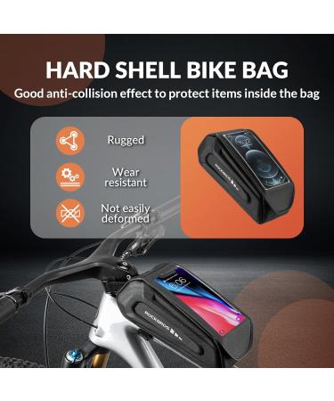 Rockbros Waterproof Bicycle Frame Bag for Smartphones Up to 6.8 | Touchscreen Steering Bag for Mountain Racing & E-Bikes - Black - Buy Online on SooperMarket.com
