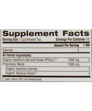 Organic Hawthorn & Hibiscus Herbal Tea | Heart Health Support | 16 Tea Bags - Buy Online on SooperMarket.com