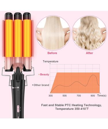 Buy Wand Curling Iron Set - Interchangeable Triple Barrel Curler & Waver - Rose Gold Hair Styler Tool for Perfect Curls | International Shipping Available - Buy Online on SooperMarket.com