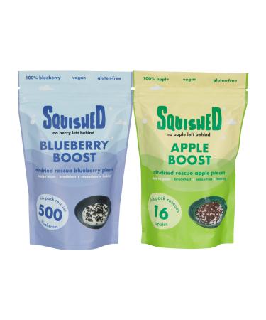 Squished Apple & Blueberry Boost Mixed Pack | Air-Dried Pieces | 2 x 150g | Nothing Added Just Apple & Blueberries | Gluten Free | Resealable Bags