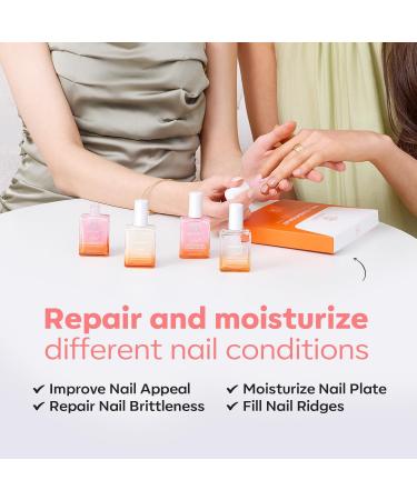 Modelones 15ml 8-in-One Nail Ridge Filler Strengthener Base Coat Nail Polish Repair Nail Growth Treatment for Thin and Damaged Nails Pink Glow - Buy Online on SooperMarket.com