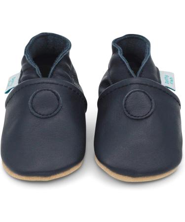 Dotty Fish Soft Leather Baby Shoes for Boys | Non-Slip Suede Soles | Smart Navy | 0-6 Months - 4-5 Years - Buy Online on SooperMarket.com