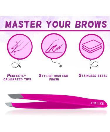 Cruze Stainless Steel Slant Tip Tweezers - Precision Hair Removal Tool for Eyebrows, Ingrown Hairs, and Facial Hair - Cruelty Free - Buy Online on SooperMarket.com