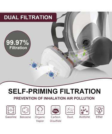 Full Face Respirator Mask 19 in 1 6800 Reusable Respirator Mask with Filters Organic Vapor Respirator Anti-fog Ideal for Paint Dust Spraying Chemicals Formaldehyde Polishing Sanding&Cutting - Buy Online on SooperMarket.com