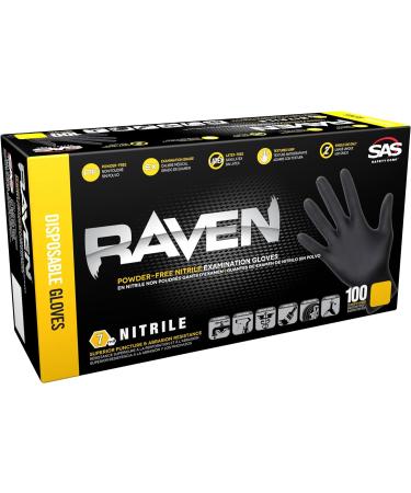 SAS Safety Powder Free Black Nitrile Gloves - Large 7 Mil | Raven SAS66518 Examination Glove - Buy Online on SooperMarket.com