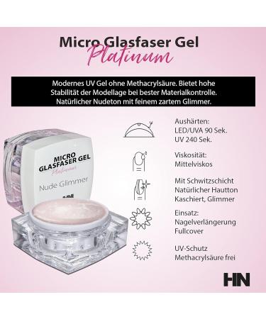 HN Hollywood Nails - Platinum Fiberglass UV Builder Gel | Nude Glitter Delicate Finish - International Shipping Available - Buy Online on SooperMarket.com