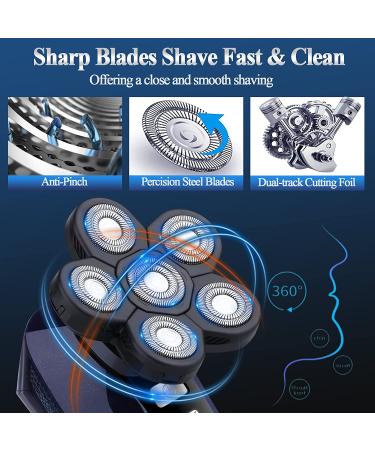 Bald Head Shaver 6 in 1 Cordless Waterproof Electric Razor for Men - Rechargeable, Wet Dry, USB Charging - Ideal for Head and Face Shaving - Buy Online on SooperMarket.com