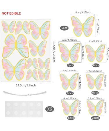 60 Pcs Butterfly Cupcake Toppers Birthday Party Decor 3D Blue Pink Gold Butterfly Cake Topper Picks Decor for Girls Women Birthday Party Baby Shower Wedding Cake Ornaments Party Decoration(blue pink) Colorfurpink - Buy Online on SooperMarket.com