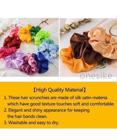 40-Piece Colorful Satin Hair Tie Set | Strong Elastic Bobble Bands & Monochrome Traceless Hair Accessories for Women & Girls - Buy Online on SooperMarket.com
