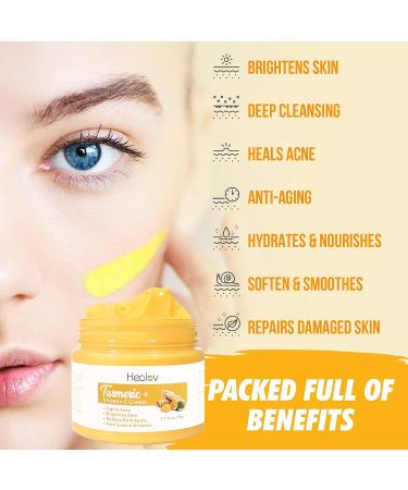 Turmeric Face Cream for Face & Body - Natural Skin Brightening Lotion for Acne, Scars, Sun Damage, and Age Spots - Healing Skincare with Vitamins - Buy Online on SooperMarket.com