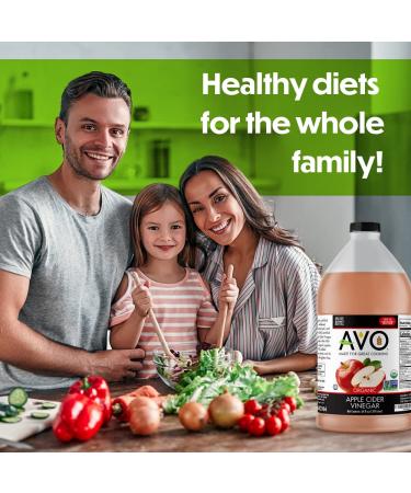 AVO Organic Non-GMO Apple Cider Vinegar with the Mother - 64 FL Oz | Raw, Unfiltered, Unpasteurized, All Natural Ingredients - Buy Online on SooperMarket.com