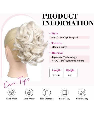 REECHO 9 Classic Loose Curly Wavy Ponytail Extension - Platinum Blonde | Claw Clip Hairpiece for Women - Buy Online on SooperMarket.com