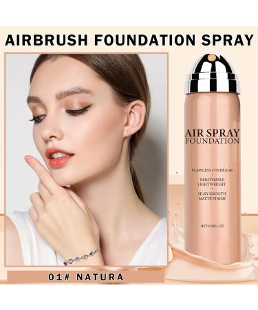 Airbrush Makeup Foundation for Mature Skin | Long Lasting Full Coverage Silky Spray | Brighten 01 Natural - Shop Now - Buy Online on SooperMarket.com