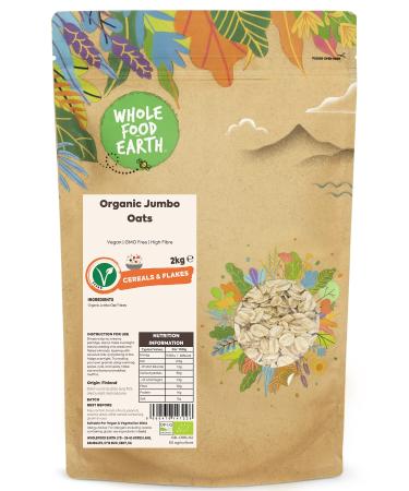 Wholefood Earth Organic Jumbo Oats 2 kg | Vegan | GMO Free | High Fibre | Certified Organic 2kg