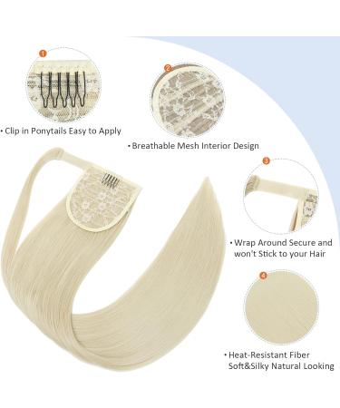 Silky Straight Clip in Ponytail Hair Extension 28 Inch - Heat-Resistant Fiber - Bleach Blond - Women's Wrap Around Pony Tail - Buy Online on SooperMarket.com